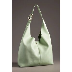 Anthropologie Light Green Pebbled Faux Leather Love Knot Slouchy Tote Bag